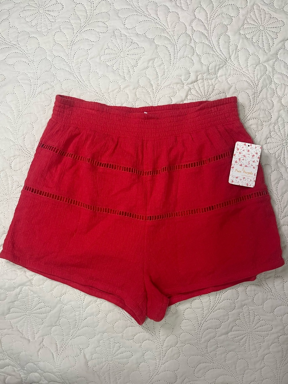 NWT Free People Mi Corazon Shorts M Women's Mid-Rise Boho Mini shorts eyelet